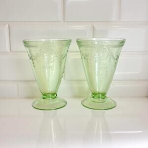 Belmont Tumbler Co. Rose Cameo Footed Depression Glass Tumblers (set of 2)